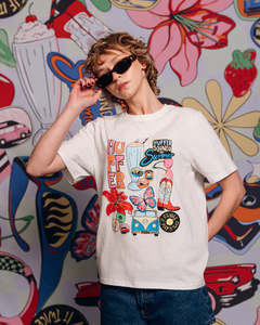 Huffer: HUFFER Real Nice Classic Tee Chalk