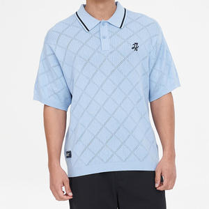Huffer: HUFFER GOLF True Knit Diamond Polo Ice Blue