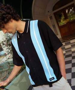 Huffer: HUFFER GOLF Birdie Polo Knit Shirt Black