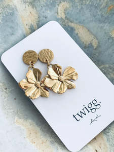 TWIGG JEWELLERY Chemistry Flower Double Earring Gold