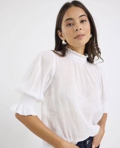 By Rosa: BY ROSA Verse Ivory Sheer High Neck Top