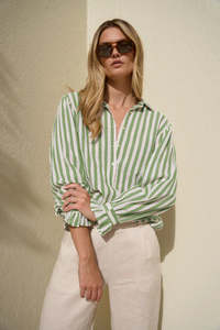 By Rosa: BY ROSA Connection Moss Stripe Drop Shoulder Shirt