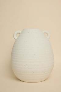 FLO'S HOME Double Handle White Textured 24cm Large Urn