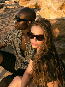 Reality Eyewear: REALITY EYEWEAR Onassis Honey Turtle Sunglass