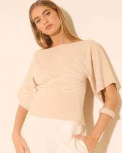 MON RENN Venture Knit Top Cream