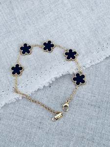 Twigg Jewellery: TWIGG JEWELLERY Clover Bracelet Black/Gold