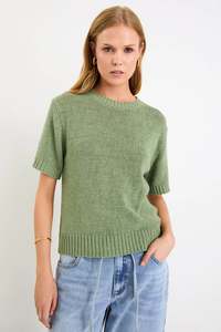 By Rosa: BY ROSA Loveable Sage Tape Yarn Knit Tee