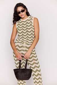 MINK PINK Clio Crochet Top Olive/Cream