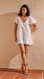 Mink Pink: MINK PINK Alessia Smock Mini Dress White
