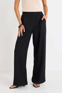 Among The Brave: AMONG THE BRAVE Guardian Black Linen Viscose Elastic Back Pants