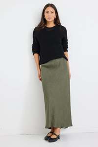 Re Union Label: RE:UNION LABEL Bliss Linen Bias Cut Khaki