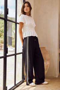 STORIES BE TOLD Vibe Jacquard Stripe Wide Leg Pant