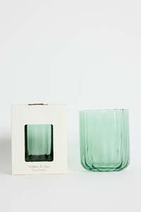 WILLOW+MAE Fluted Green Tumbler Glass