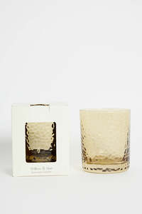 WILLOW+MAE Hammered Amber Tumbler Glass