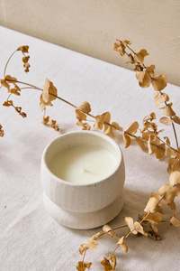 HAYZ HOMEWARES Ivory Textured Stone Soy Wax Candle