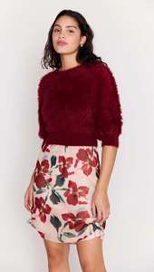 MINK PINK Lola Burgundy Fluffy Knit Top