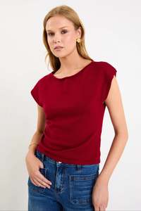 Ivy Jack: IVY + JACK Innovate Cherry Red Boat Neck Top