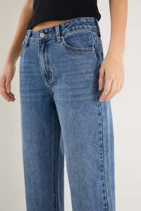 Re Union Label: RE:UNION Cedar Mid Rise Jean Storm Blue