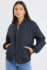 Stories Be Told: STORIES BE TOLD Division Zip thru Puffer Bomber Jacket