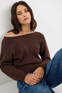 BY ROSA Society Chocolate Off the Shoulder Jumper Top