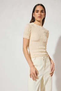 Mon Renn: MON RENN Vega Knit Top Cream