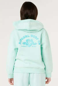 Ripcurl: RIP CURL Girl HIbiscus Heat Logo Hood Light Sea Blue Green