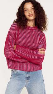 MINK PINK Cleo Contrast Rib Knit Blue Berry