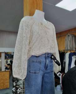 Mink Pink: MINK PINK Inez Blouse Cream