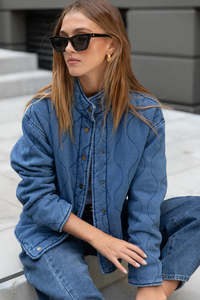 STORIES BE TOLD Apex Storm Blue Denim Quilted Jacket