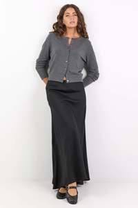 Re Union Label: REUNION Lagos Black Linen Bias Maxi Skirt