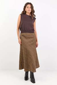 STORIES BE TOLD Companion Midi Skirt Chocolate Caramel