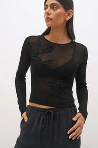 Mon Renn: MON RENN Yasmin Knit Top Black