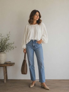 ET ALIA Aura Top Oversize Blanc Pleat Cream