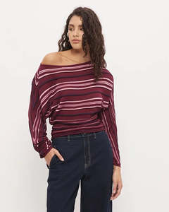 Mon Renn: MON RENN Selena Knit Top Berry Stripe