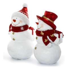 Ornaments: Pair of Large Red Snowmen