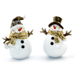 Ornaments: Pair of Gold Snowmen