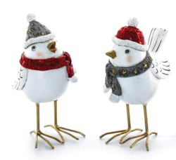 Ornaments: Pair of Red & Grey Birds