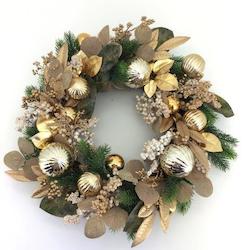 Wreaths Garlands And Flora: Gold Bauble Wreath