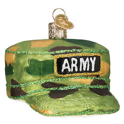 Tree Decorations: Blown Glass - Army Hat
