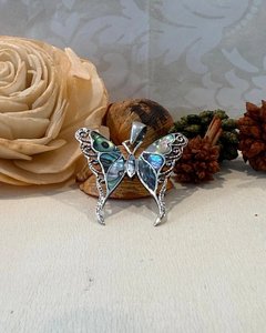 Elegant Silver Butterfly Pendant with Paua Inlay - Exquisite Jewelry - The Chunky Jeweller
