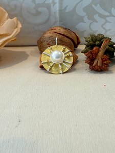 Celestial Radiance Sun Pendant - Gold-Plated Silver & Pearl - The Chunky Jeweller