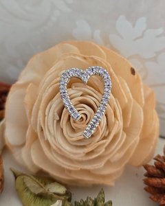 Sterling Silver Open Heart Pendant with Pink CZ Stones - The Chunky Jeweller