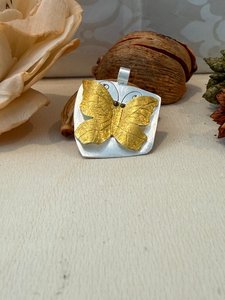 Products: Sterling Silver Pendant with Gold Butterfly Elegant Jewelry - The Chunky Jeweller