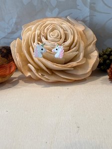 Products: Sterling Silver Unicorn Stud Earrings with Enamel Detail - The Chunky Jeweller