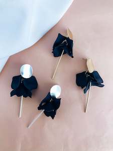 Willow Collective: Flora Dangle Earrings - Navy and Gold