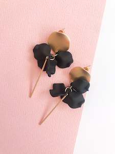 Willow Collective: Petite Petal Earrings - Black and Gold