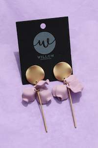 Willow Collective: Petite Petal Earrings - Purple and Gold