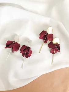 Willow Collective: Flora Dangles Earrings  - Merlot and Gold