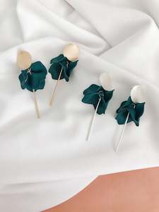 Willow Collective: Flora Dangles  Earrings - Peacock Green with Gold