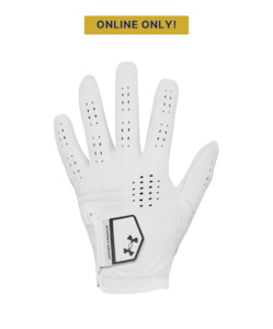 Gloves: 2024 Under Armour Men's Tour Golf Glove - White/Castlerock/Castlerock